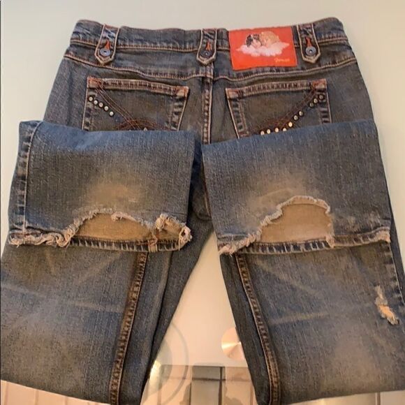 Fiorucci jeans 9 blue distressed bottom fly - Picture 5 of 14